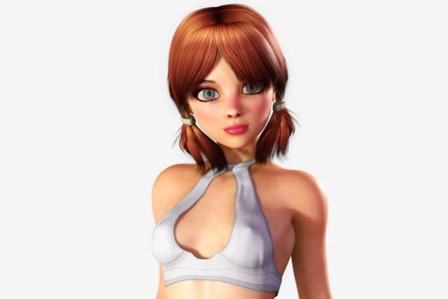 redhead toon girl - fully rigged Model 3D .c4d .max .obj .3ds .fbx .stl .blend 