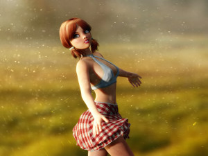 redhead toon girl - fully rigged Model 3D