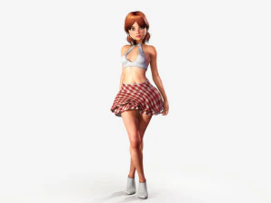 redhead toon girl - fully rigged 3D Model