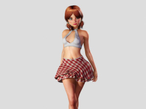 redhead toon girl - fully rigged Model 3D