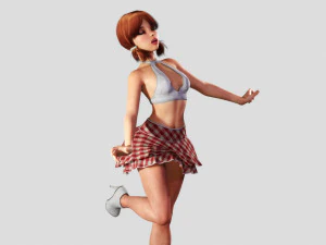 redhead toon girl - fully rigged 3D Model