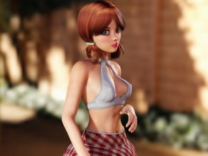 redhead toon girl - fully rigged Model 3D