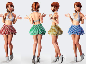 redhead toon girl - fully rigged Model 3D