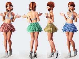 redhead toon girl - fully rigged 3D Model