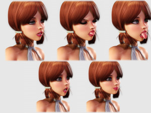 redhead toon girl - fully rigged Model 3D