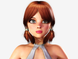 redhead toon girl - fully rigged Model 3D