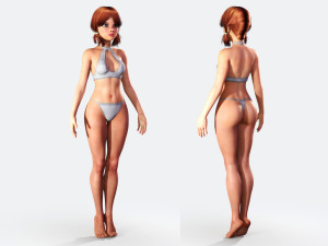 redhead toon girl - fully rigged Model 3D