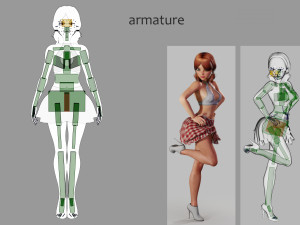 redhead toon girl - fully rigged Model 3D