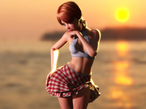 redhead toon girl - fully rigged Model 3D
