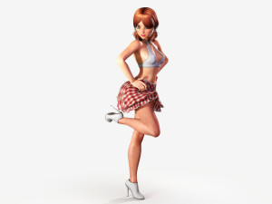 redhead toon girl - fully rigged Model 3D