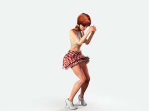 redhead toon girl - fully rigged Model 3D