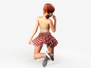 redhead toon girl - fully rigged Model 3D