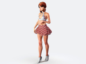 redhead toon girl - fully rigged Model 3D