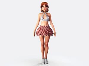 redhead toon girl - fully rigged 3D Model