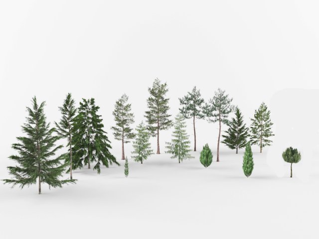 Collection Coniferous trees 3D-Modell .c4d .max .obj .3ds .fbx .stl .blend 