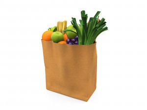 Groceries in a paper bag 3D Model