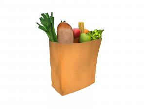 Groceries in a paper bag 3D Model