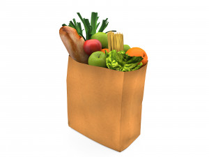 Groceries in a paper bag 3D Model