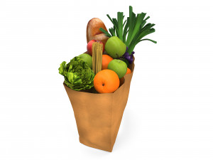 Groceries in a paper bag 3D Model