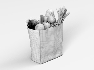 Groceries in a paper bag 3D Model