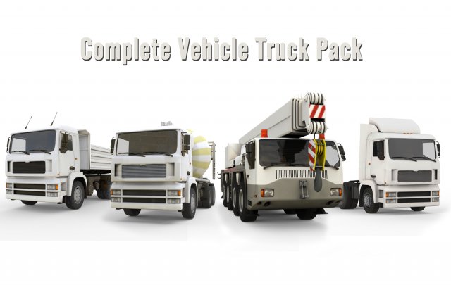 Complete Vehicle Truck Pack Model 3D .c4d .max .obj .3ds .fbx .stl .blend 