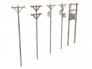 Electric Pole Wooden Model 3D