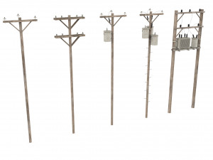 Electric Pole Wooden 3D Модель