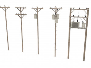 Electric Pole Wooden 3D Модель