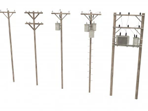 Electric Pole Wooden 3D Model