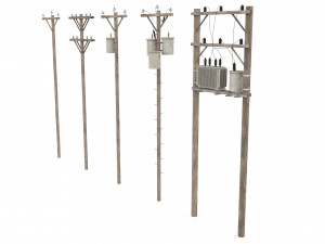 Electric Pole Wooden 3D Модель