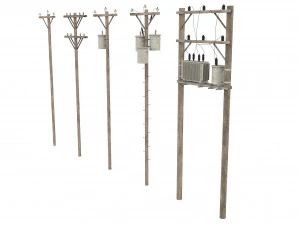 Electric Pole Wooden 3D Model