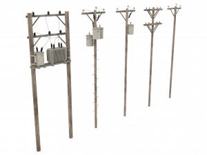 Electric Pole Wooden 3D Модель