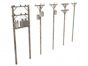 Electric Pole Wooden 3D Model