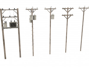 Electric Pole Wooden 3D Модель