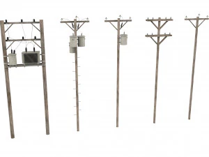 Electric Pole Wooden 3D Model