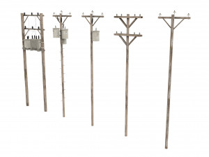 Electric Pole Wooden 3D Модель