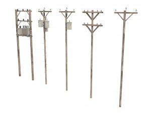 Electric Pole Wooden 3D Model