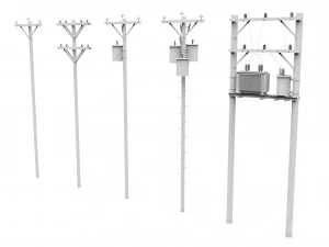Electric Pole Wooden 3D Model