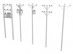 Electric Pole Wooden 3D Model