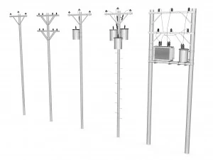 Electric Pole Wooden 3D Model