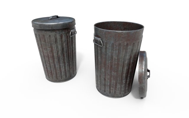 Steel Trash Can 3D 模型 .c4d .max .obj .3ds .fbx .stl .blend 