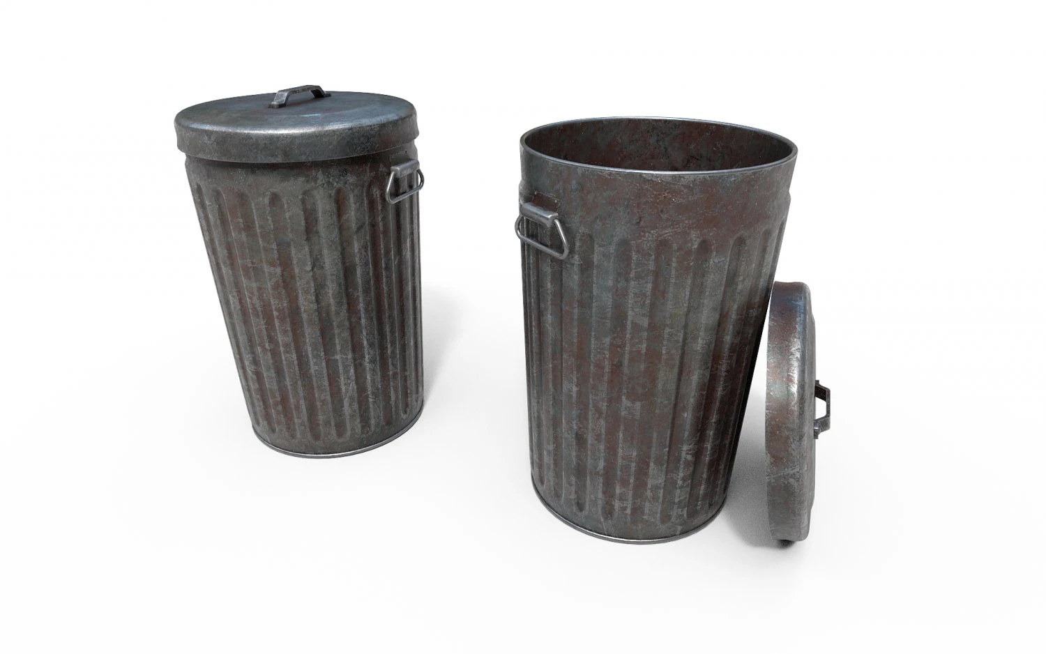 Steel Trash Can 3D Model .c4d .max .obj .3ds .fbx .stl .blend