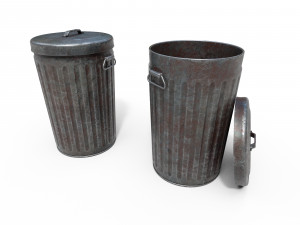 Steel Trash Can 3D Model