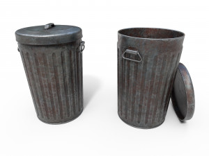 Steel Trash Can 3D 模型