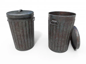 Steel Trash Can 3D Model