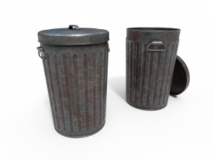 Steel Trash Can 3D 模型