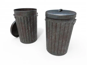 Steel Trash Can 3D Model