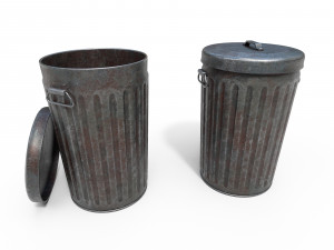 Steel Trash Can 3D 模型