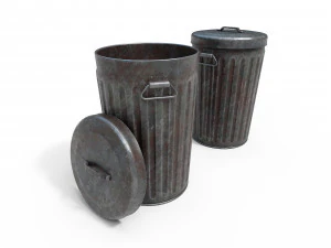 Steel Trash Can 3D Model
