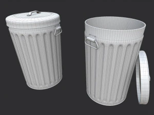 Steel Trash Can 3D Model